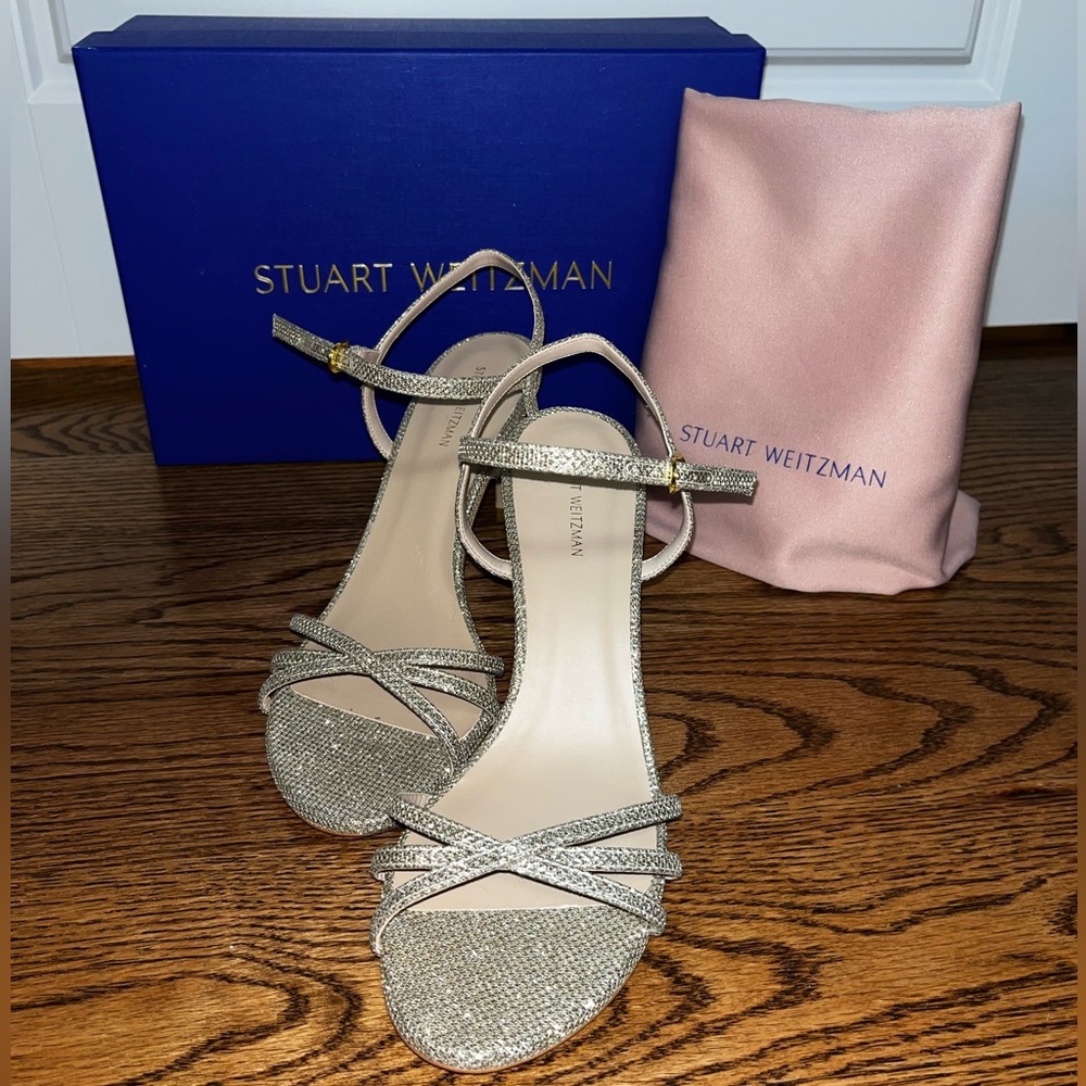 Stuart Weitzman Champaign gold sparkly heels